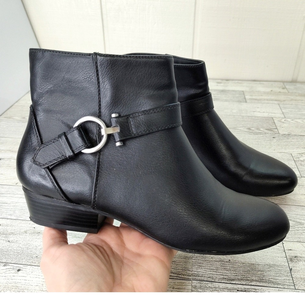 Minimalist Classic‎ Dark Academia Witchy Ankle Boot Black Faux Leather Womens 7